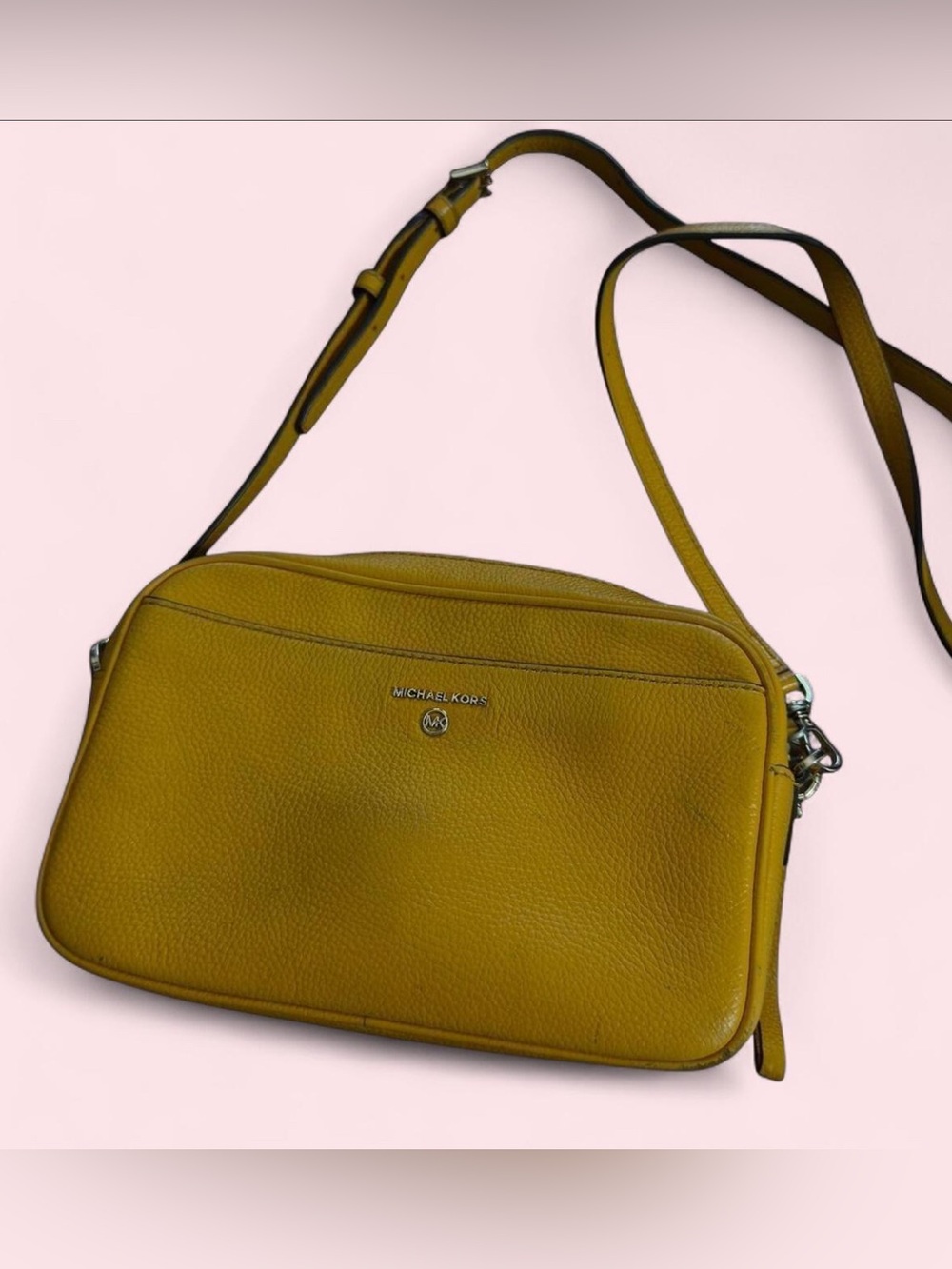 Mustard yellow Michael Kors crossbody purse